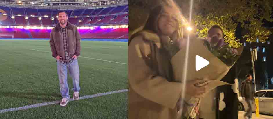 Pareja que pasaba momento romántico en las calles se sorprende tras ver a Messi caminado