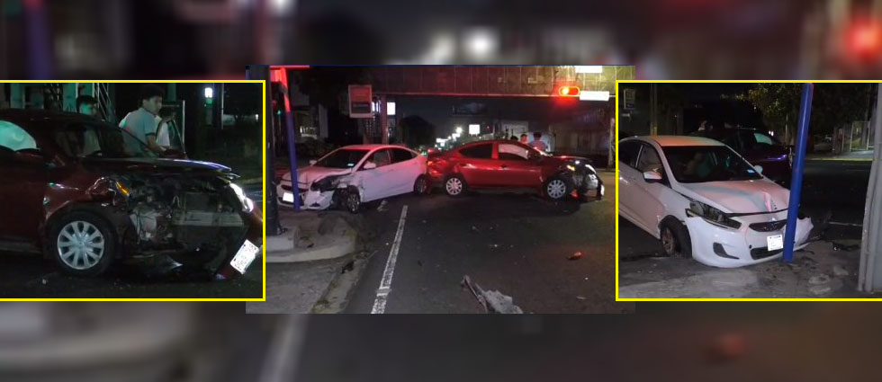 Irrespeto a luz roja del semáforo provoca fuerte choque en el Paseo General Escalón