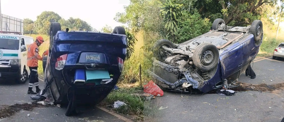 Conductor pierde el control del vehículo y vuelca en carretera Panamericana