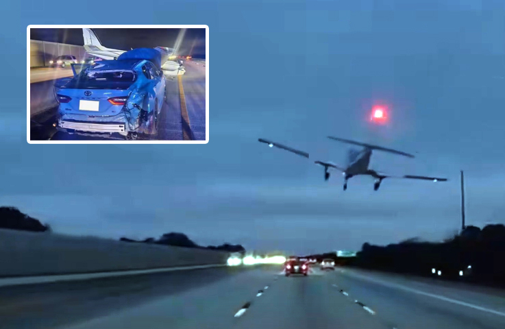 Florida: Avioneta aplasta un vehículo tras realizar aterrizaje de emergencia sobre una carretera