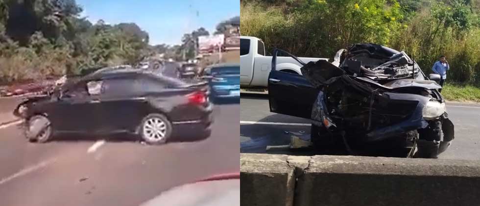 Vehículo impacta contra un camión que transportaba cilindros de gas