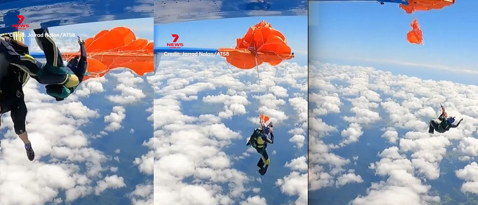 Australia: paracaidista queda en el ala de un avión tras activarse su paracaídas de emergencia