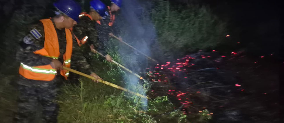 Militares sofocan incendio forestal en zona rural de La Unión