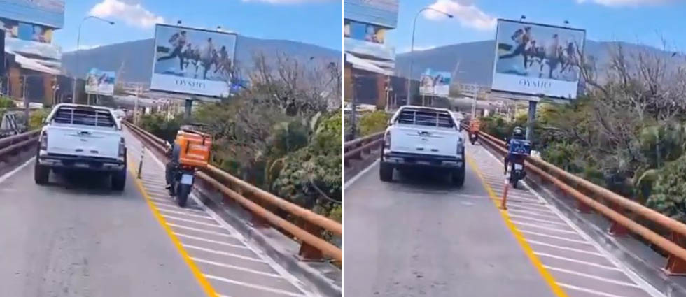 Denuncian a motociclistas que para evitar el tráfico usan paso peatonal en Antiguo Cuscatlán