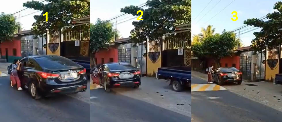 Chalatenango: viralizan video de auto circulando con una joven colgada de la puerta del conductor