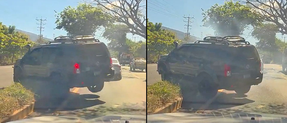 Se creía un “todo poderoso” con su 4X4 y termina atascado en el arriate central de la carretera