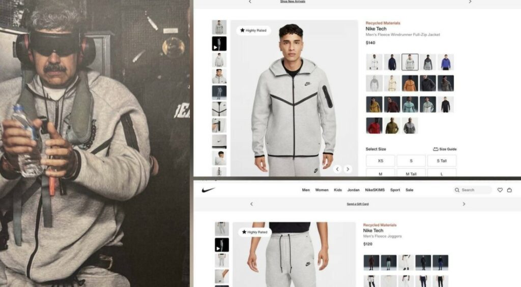 Nike agota outfit que usaba Nicolás Maduro al momento de su captura