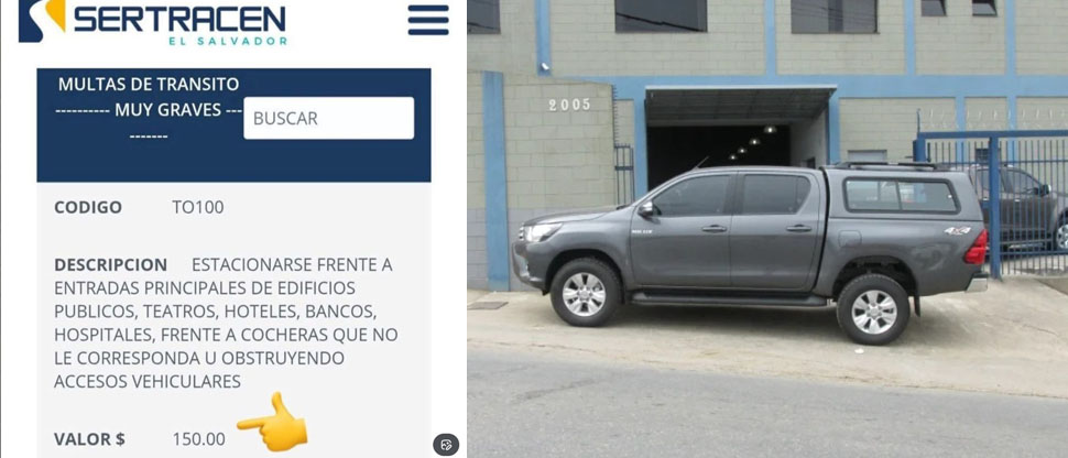 Hombre estacionó su vehículo frente a una cochera y se ganó una multa de $150.00