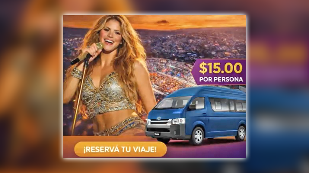 Ofrecen transporte ida y vuelta al concierto de Shakira; $15 por persona