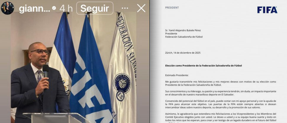 Presidente de la FIFA felicita a Yamil Bukele por su nombramiento como presidente de la FESFUT