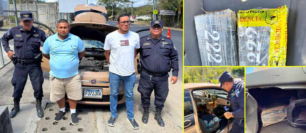 Antinarcóticos captura a 2 guatemaltecos que intentaron ingresar droga a El Salvador