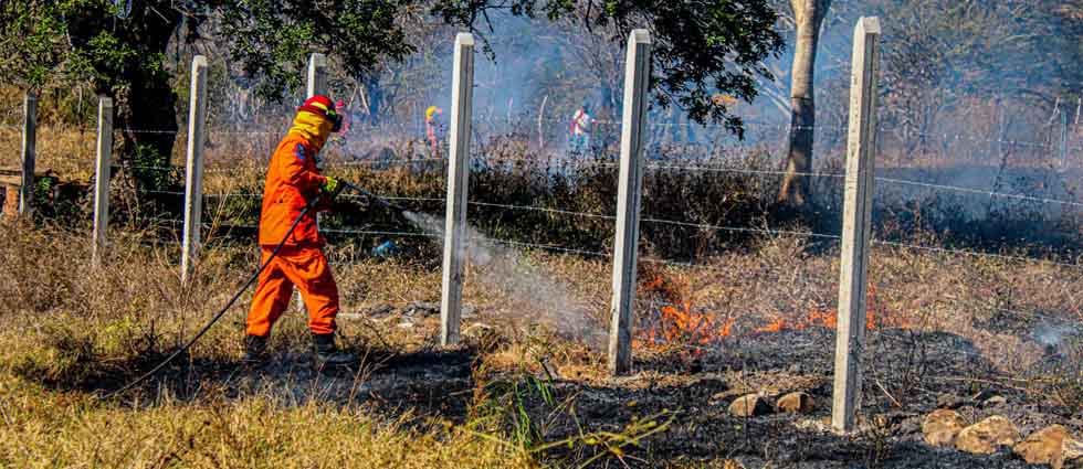 CBES sofoca extenso incendio en terreno con abundante vegetación seca en Chalatenango
