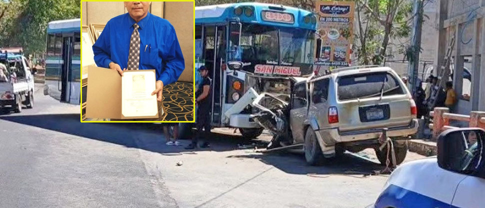 Reconocido periodista fallece tras choque entre bus y vehículo en Morazán