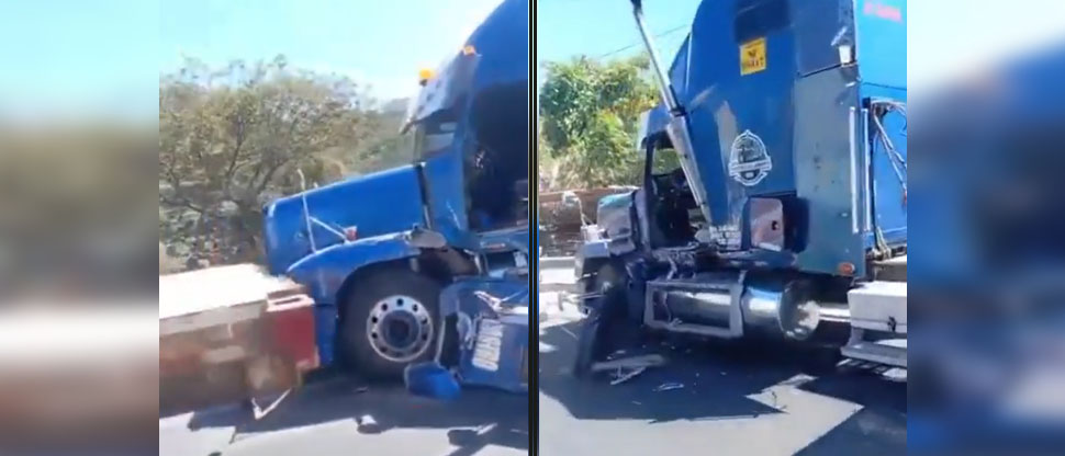 Choque entre dos rastras provoca fuerte tráfico en Soyapango