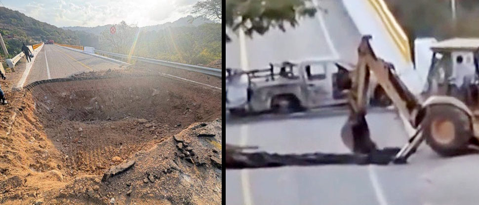 MÉXICO: grupos criminales utilizan retroexcavadora para destruir carreteras en Jalisco