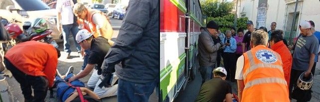 Motociclista lesionada tras impactar contra un bus en Santa Ana