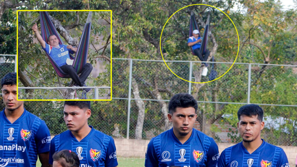 Palco de lujo: aficionado pampero apoyó a su equipo desde la comodidad de una hamaca