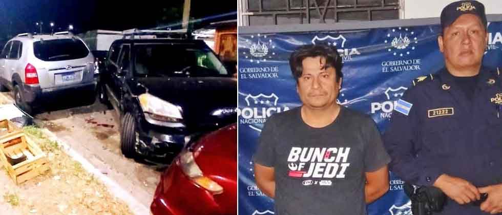 Conductor ebrio se pasa llevando seis carros y dos motos en popular colonia