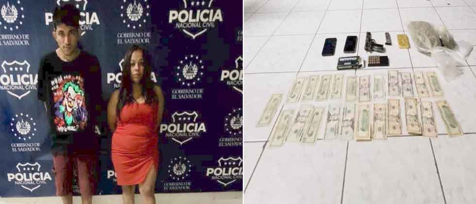 Pareja es sorprendida con arma de fuego y droga