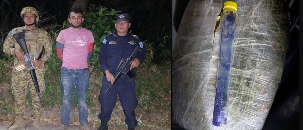 PNC y Fuerza Armada capturan a sujeto con un paquete de marihuana en Chalatenango