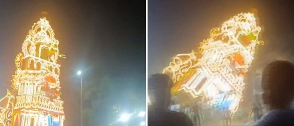 India: Gigantesco carro ceremonial se desploma y aplasta a varias personas