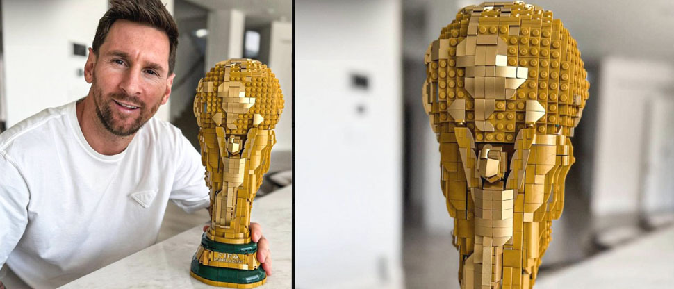 Leo Messi compartió fotos y videos con la Copa del Mundo de Lego
