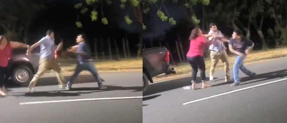 Captan a dos hombres dándose amor a puros golpes