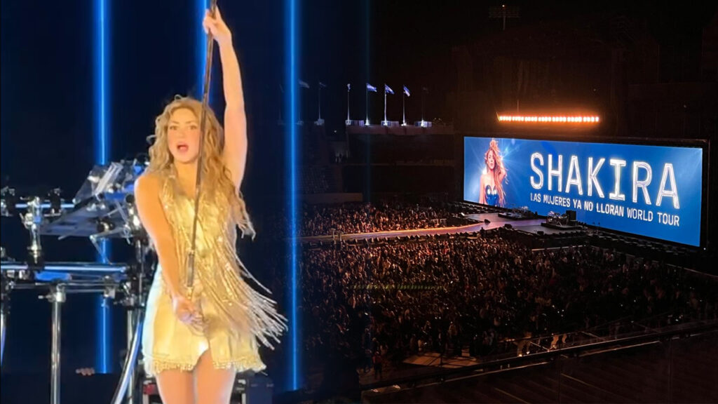 VIDEO: momento exacto de la caída de Shakira en pleno concierto en El Salvador