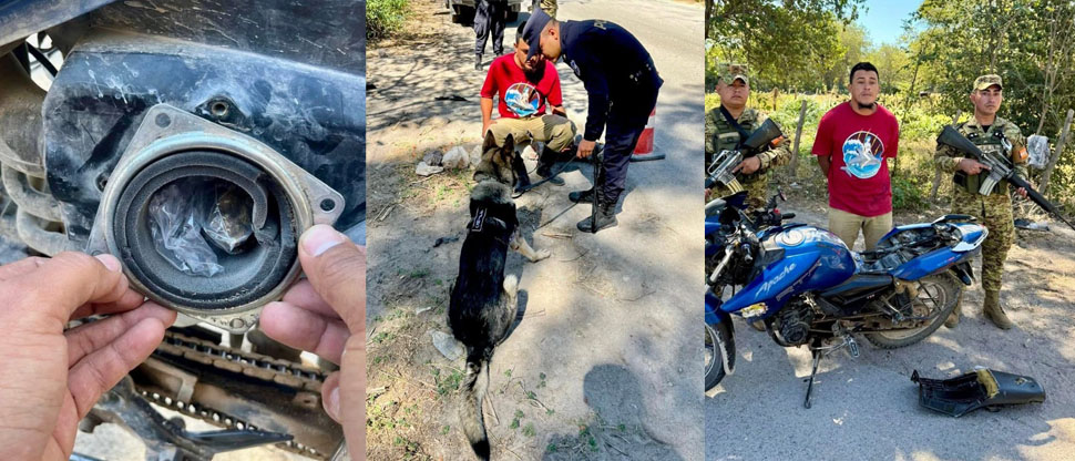 Capturan a sujeto tras encontrarle droga oculta en su motocicleta en Metapán