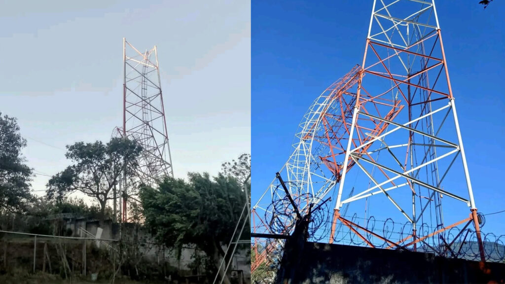 Ráfagas de viento derriban torre de telecomunicaciones en Juayúa