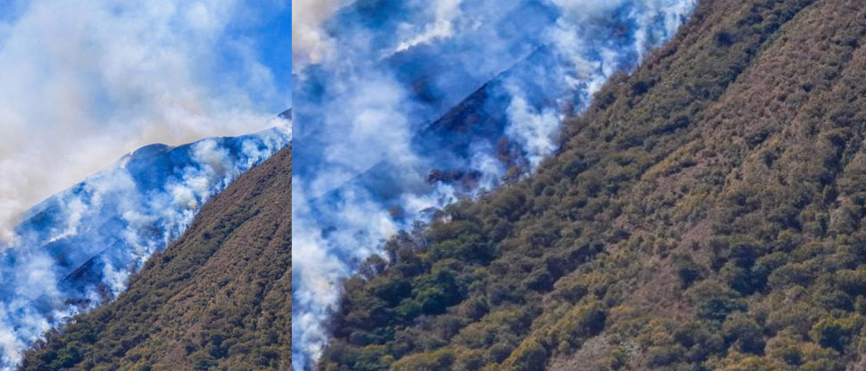 Reportan fuerte incendio en volcán Chaparrastique