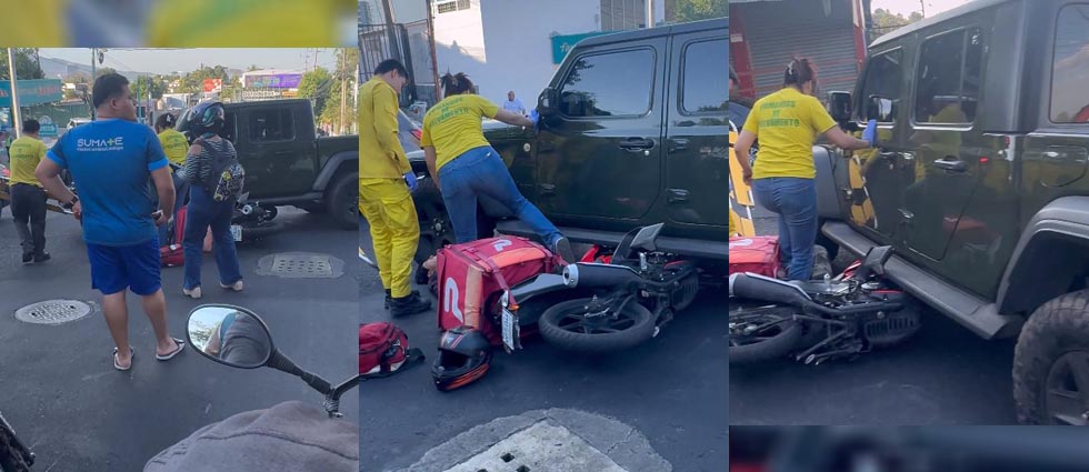 Repartidor resulta lesionado tras fuerte choque sobre la calle antigua a Huizúcar