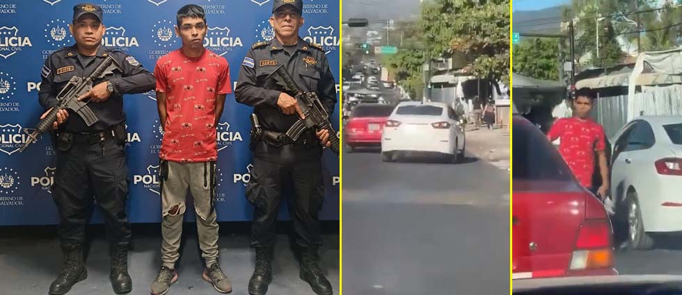 Arrestan al sujeto que dañó un un auto en la Zacamil y luego se dio a la fuga