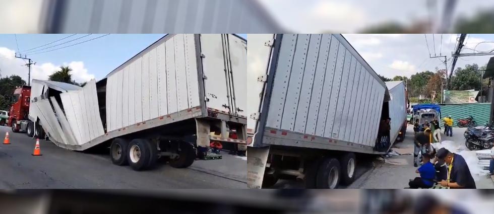 Furgón se parte en dos sobre la carretera Troncal del Norte
