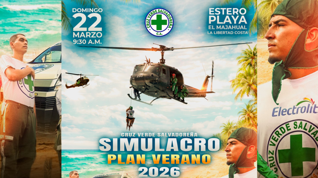Cruz Verde Salvadoreña lanza el Plan Verano 2026 con simulacro helitransportado