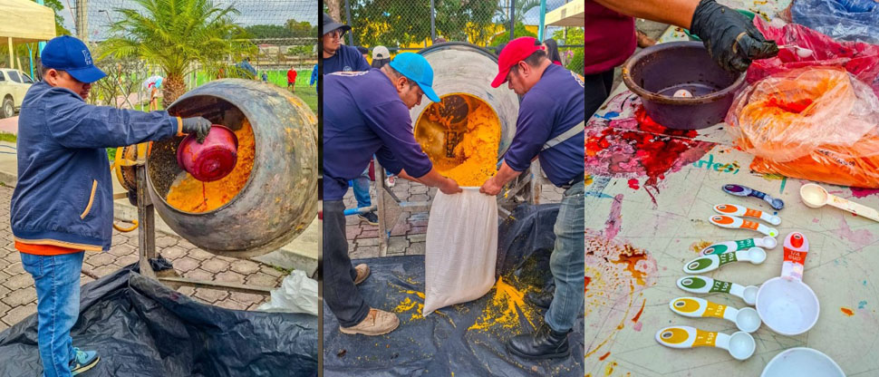 Preparan los insumos para la elaboración de la alfombra más grande de San Salvador