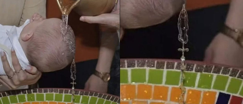 Brasil: imagen de un bautizo se vuelve viral al ver la formación de un Rosario en el agua bendita