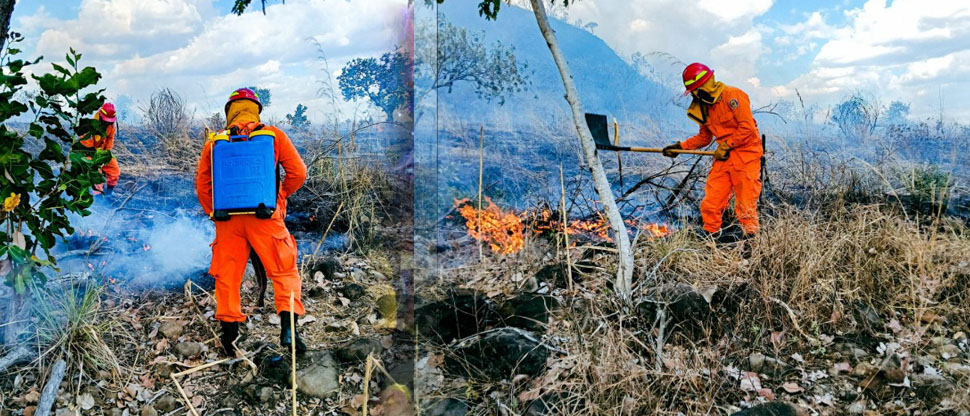 Bomberos sofocan incendio en terreno baldío en Cabañas