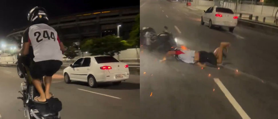 Brasil: motociclista intentó hacer la pirueta de su vida y casi termina visitando a San Pedro