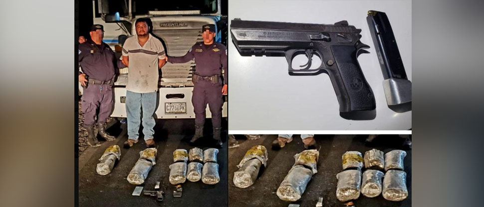 PNC captura a guatemalteco que transportaba droga y arma de fuego en Santa Ana