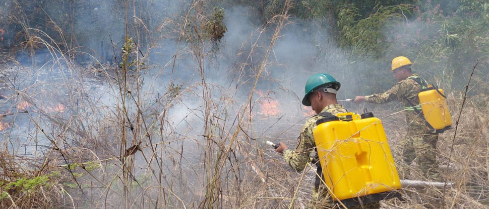 Efectivos militares controlan incendio de maleza seca en Santa Ana