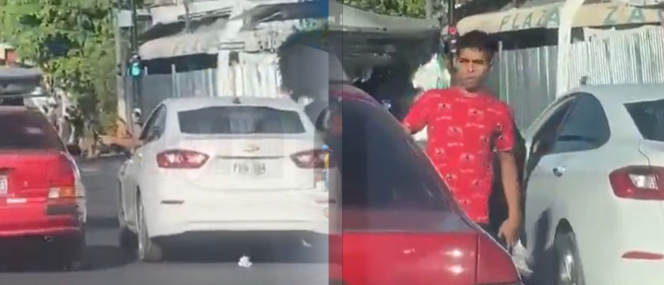 Sujeto rompe de una patada retrovisor de un vehículo en la Zacamil