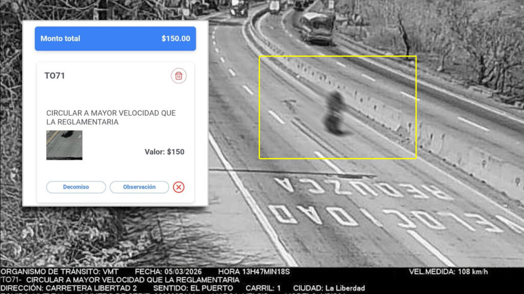 Sancionan a motociclista por manejar a excesiva velocidad en la Curva El Papaturro