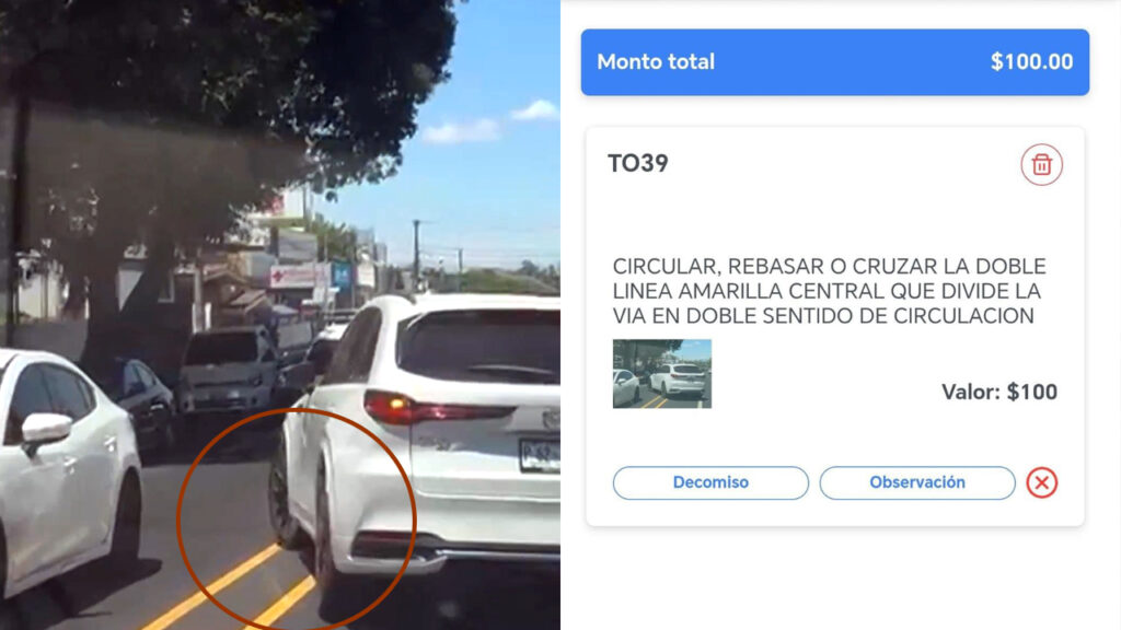 Multan conductor por realizar maniobra prohibida en una transitada calle de San Salvador