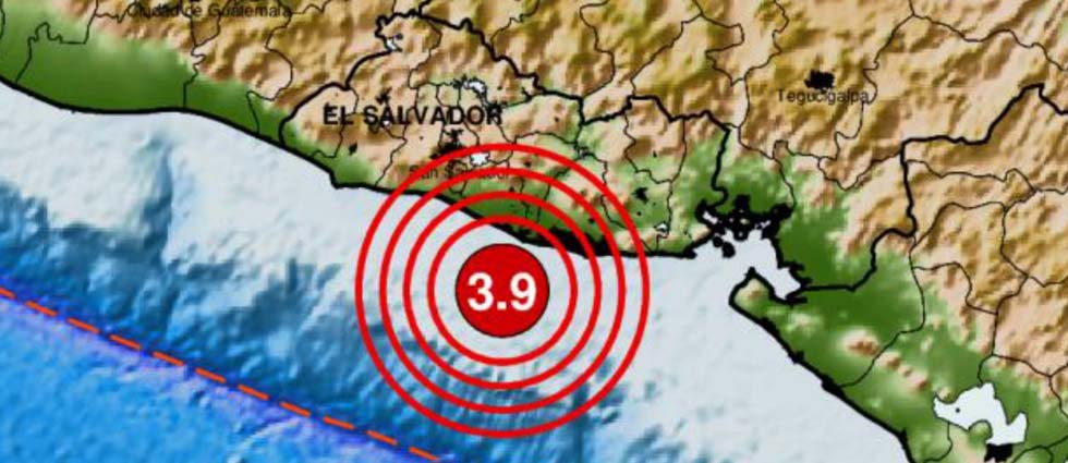 ¡Sismo de 3.9 grados sacude parte de El Salvador esta madrugada de jueves!