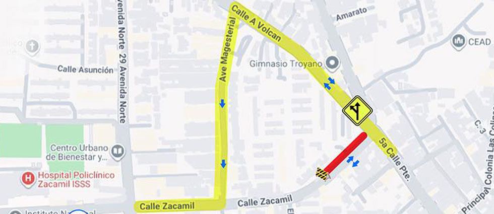 Anuncian cierre de un carril en la calle Zacamil debido a trabajos en la zona