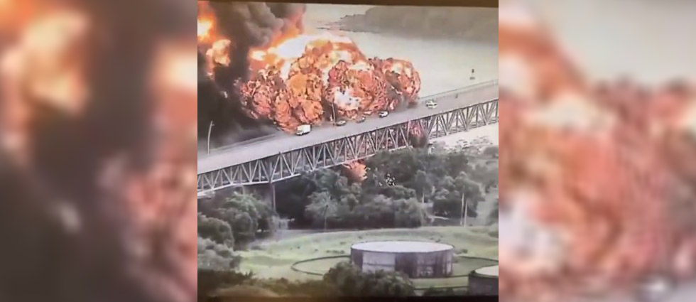 Explosión de cisternas provoca voraz incendio en puente Las Américas de Panamá: hay un fallecido