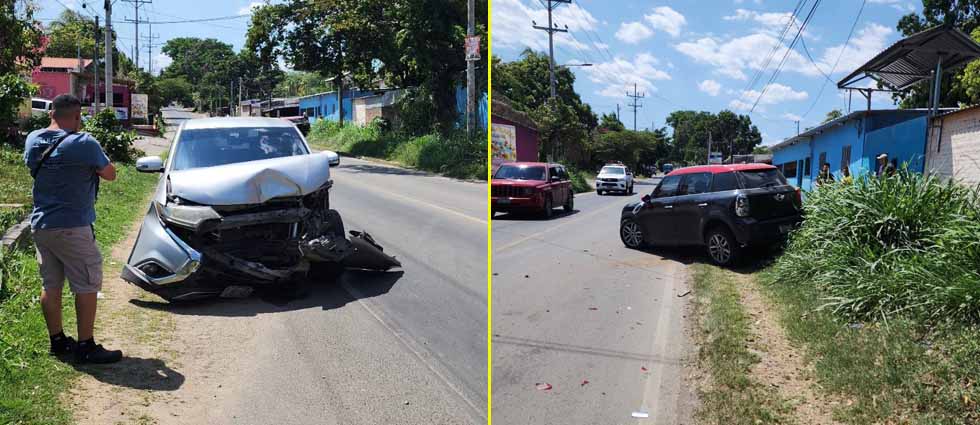 Ilesos de milagro tras fuerte choque carretera Antigua a Santa Ana