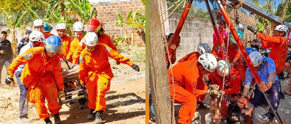 Rescatan con vida a hombre que quedó atrapado dentro de un pozo
