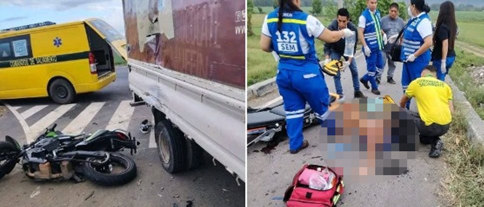 Motociclista termina en el hospital tras chocar contra camión en Periférico Claudia Lars